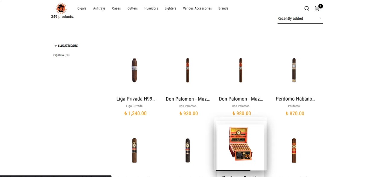 Catalogue listing showing the full product range with filters and sort